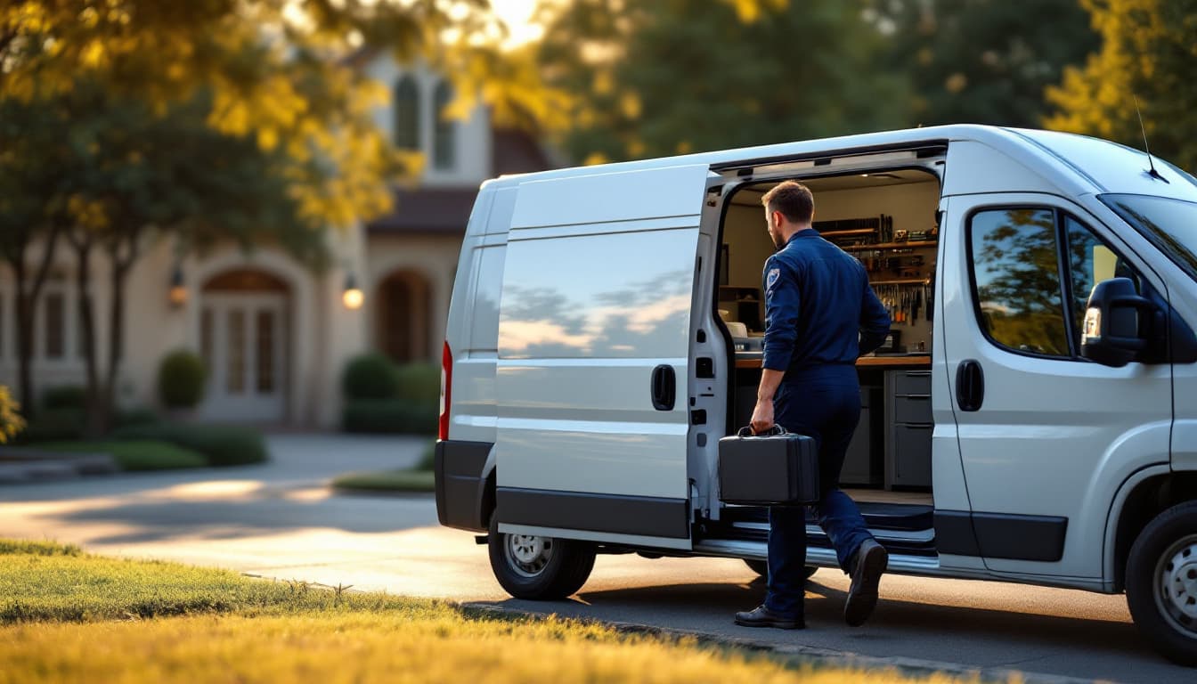 mobile automotive locksmith van arriving to cut and program a replacement car key in a Southlake TX driveway