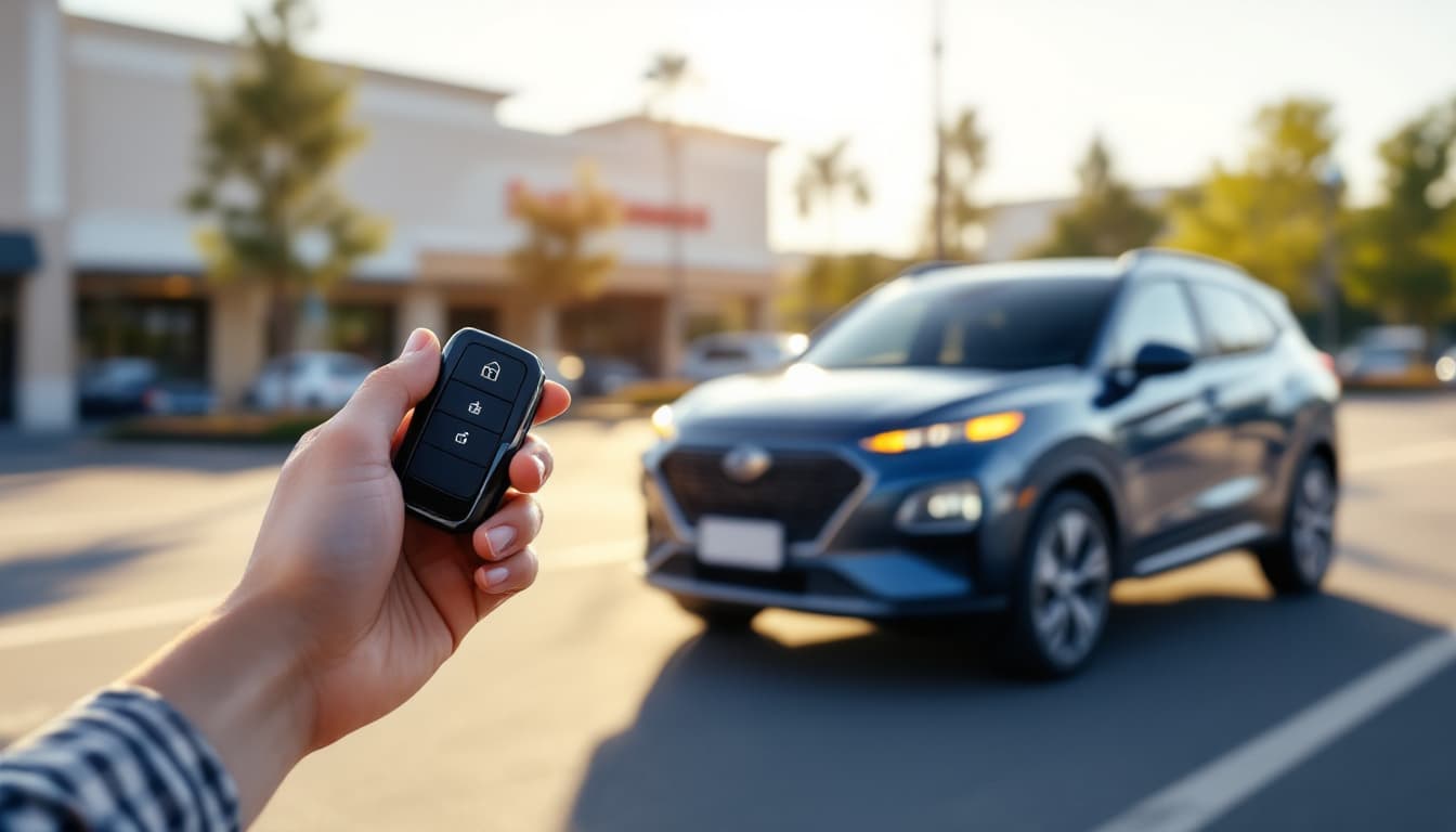 Honda crossover parked in Southlake TX while a locksmith programs a spare smart entry key fob