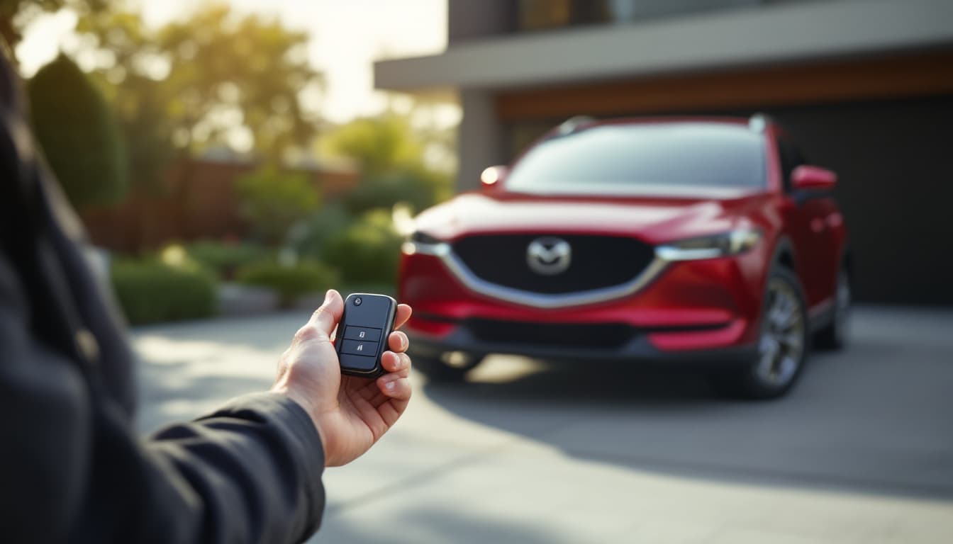 automotive locksmith programming a Mazda advanced keyless fob in Southlake TX